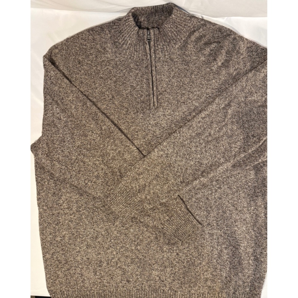 Croft & Barrow Mens 2XB Brown Marl Quarter Zip Mock Neck Pullover Sweater